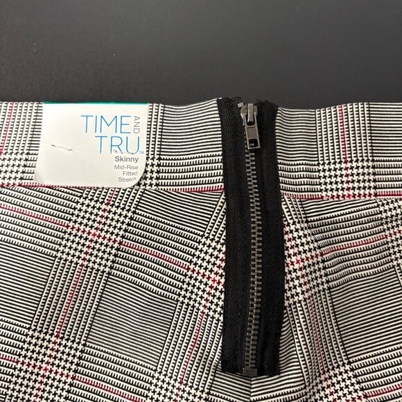 Time And Tru Womens Skinny Pants Size XL 16-18 Mid Rise Stretch Glen Plaid NEW - Picture 3 of 7